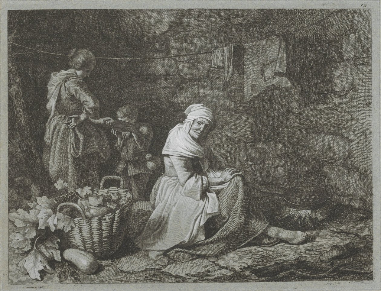 Casa de campo interior
Cenas de pastores (título da série) de Francesco Londonio