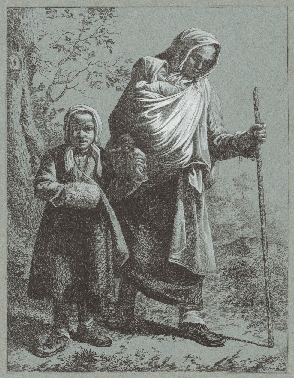 Mulher Camponesa com Dois Filhos, 1764. de Francesco Londonio