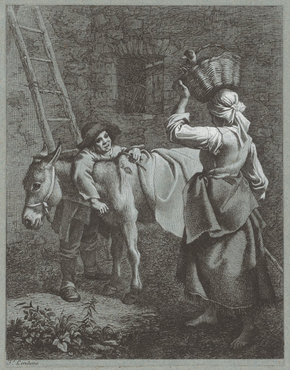 Shepherd Boy Falando com uma Rapariga de Fazenda, 1764. de Francesco Londonio