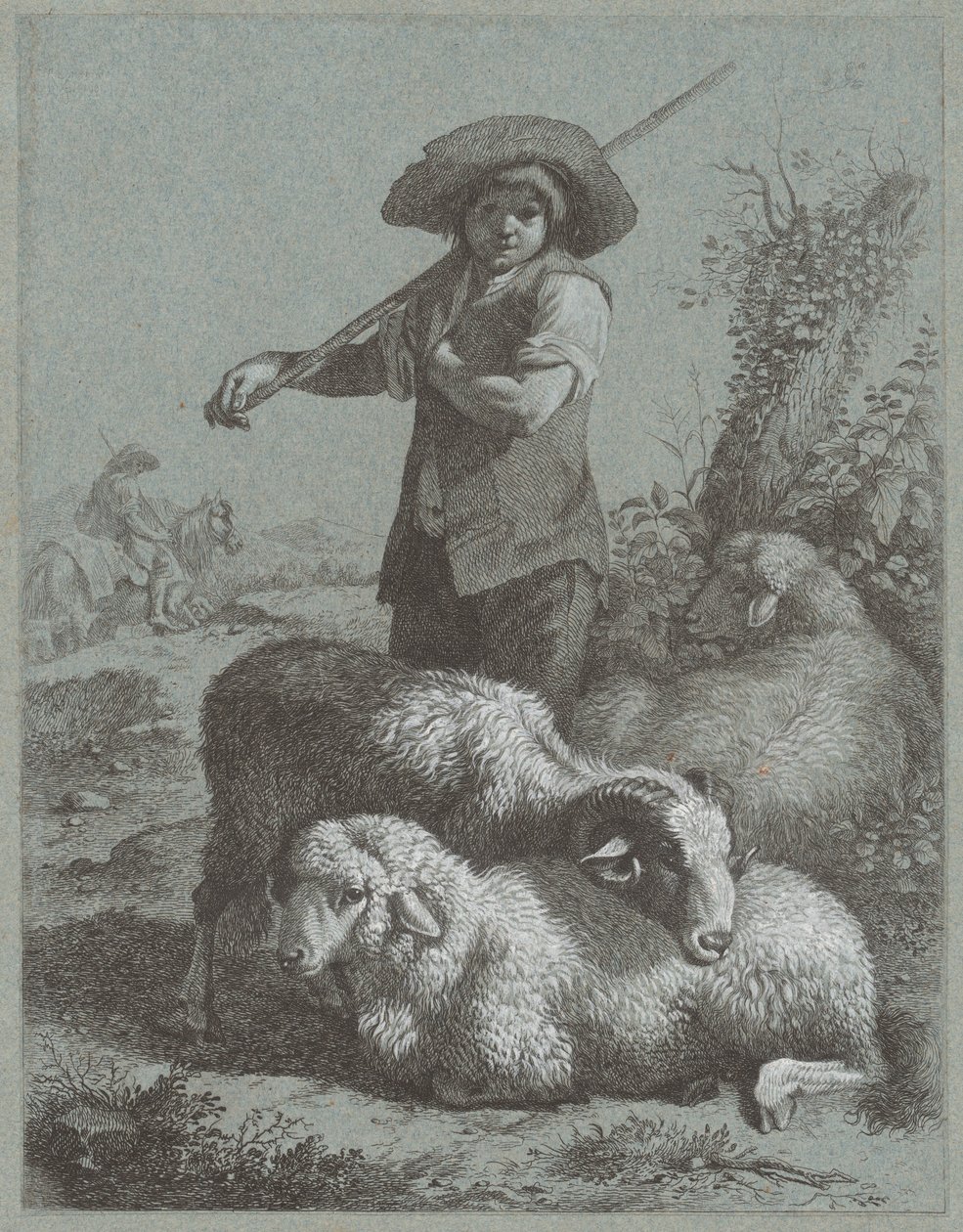 Menino pastor com ovelhas, 1764. de Francesco Londonio