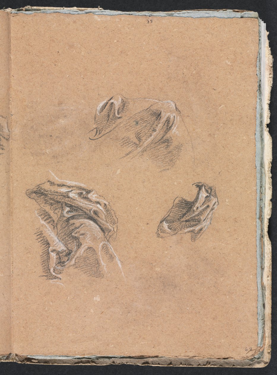 Caderno de desenho de Verona: Drapery studies página 69, 1760. de Francesco Lorenzi