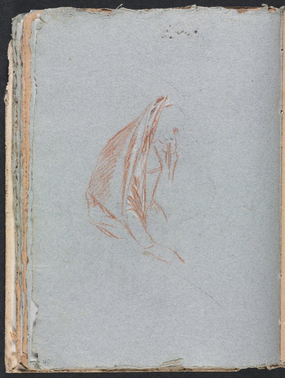 Caderno de Verona: Figura feminina com capa, páginas 40, 1760. de Francesco Lorenzi