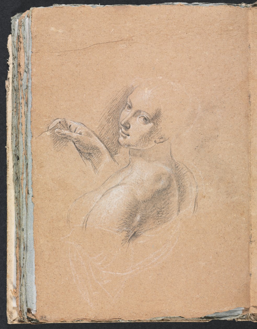 Verona Sketchbook: Nu feminino olhando por cima do ombro esquerdo, páginas 74, 1760. de Francesco Lorenzi