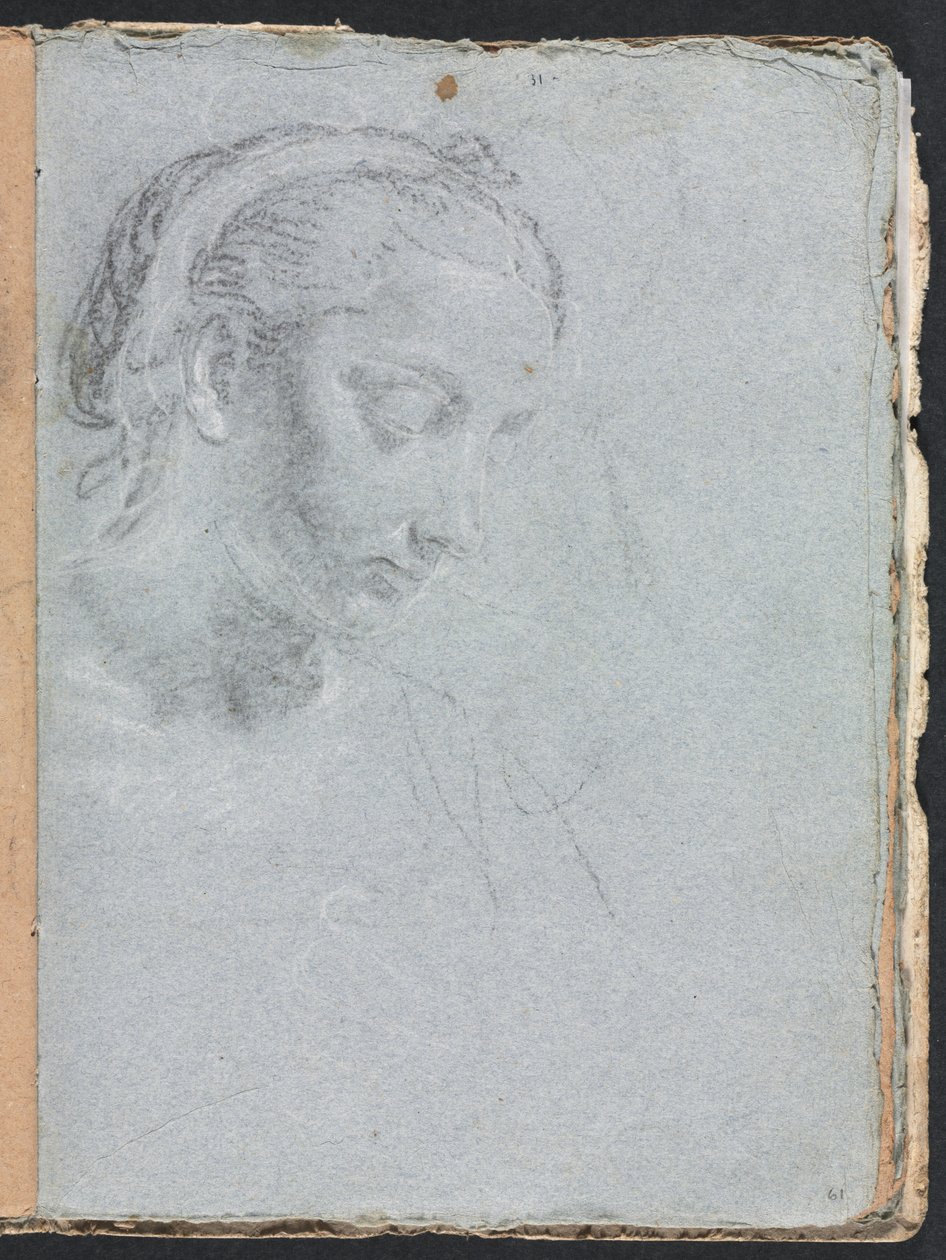 Verona Sketchbook: Cabeça e ombros de uma mulher, página 61, 1760. de Francesco Lorenzi