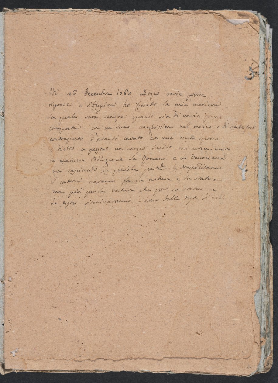 Caderno de desenho de Verona: página 1 da inscrição, 1760. de Francesco Lorenzi
