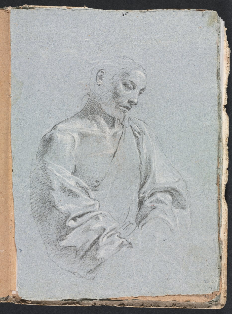 Verona Sketchbook: Figura masculina com cortinas (página 71) de Francesco Lorenzi