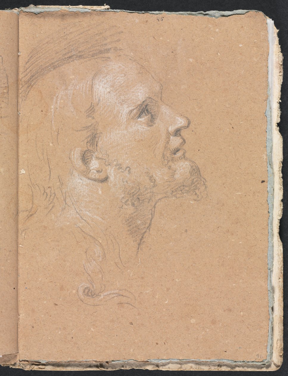 Verona Sketchbook: Cabeça masculina na página de perfil 91, 1760. de Francesco Lorenzi
