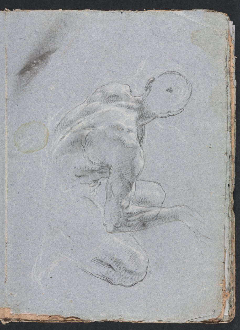 Verona Sketchbook: Nu masculino, na página 9, 1760. de Francesco Lorenzi