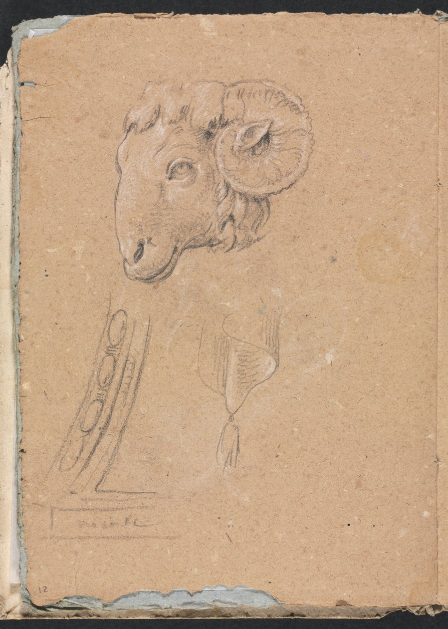 Verona Sketchbook: Rams head page12, 1760. de Francesco Lorenzi