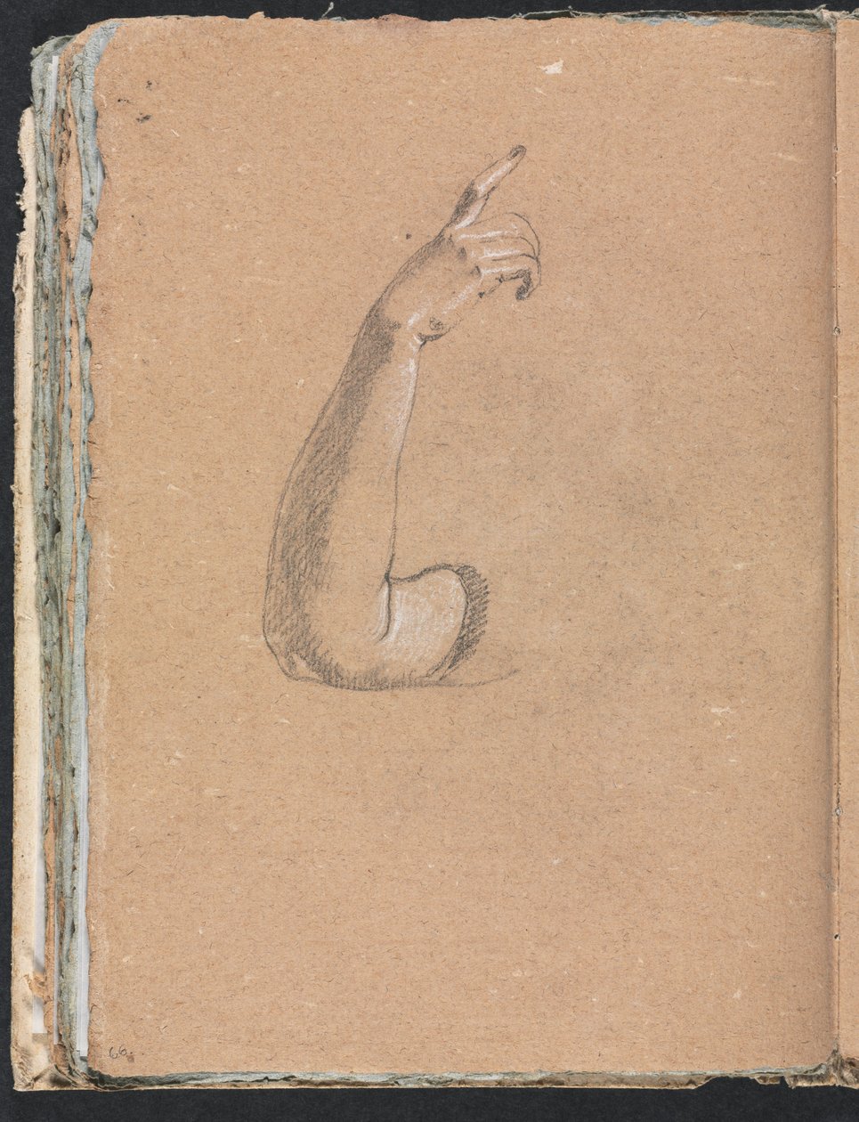 Caderno de desenho de Verona: braço e mão direito, páginas 66, 1760. de Francesco Lorenzi