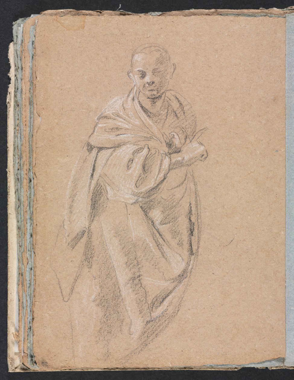 Caderno de desenho de Verona: monge permanente, página 52, 1760. de Francesco Lorenzi