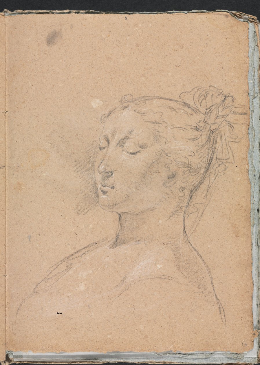 Verona Sketchbook: Mulher de olhos fechados página 15, 1760. de Francesco Lorenzi