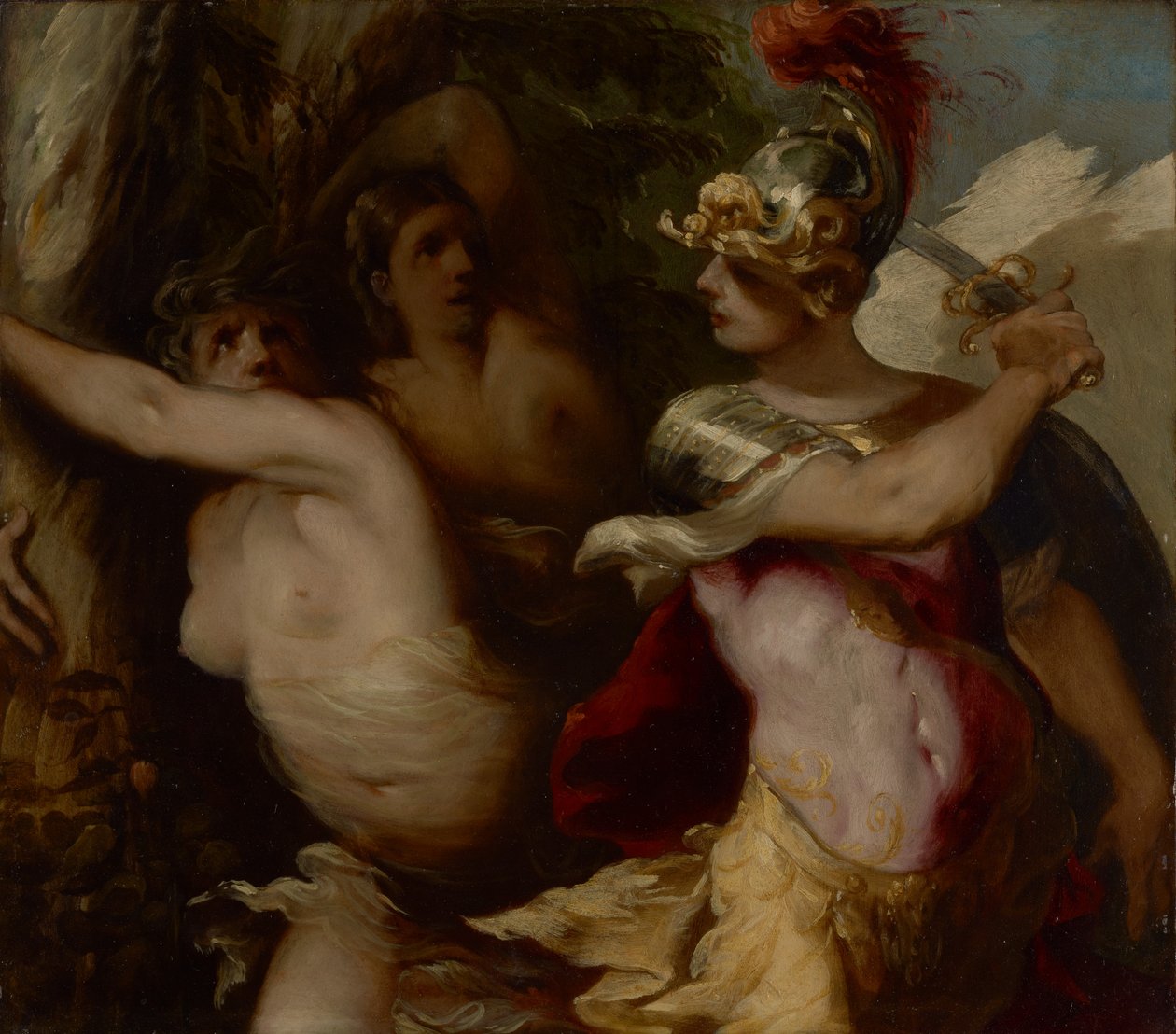 A conquista da floresta encantada por Rinaldo, c.1650-1655 (óleo sobre cobre) de Francesco Maffei