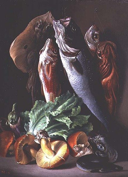 Natureza morta com peixes de Francesco Malacrea