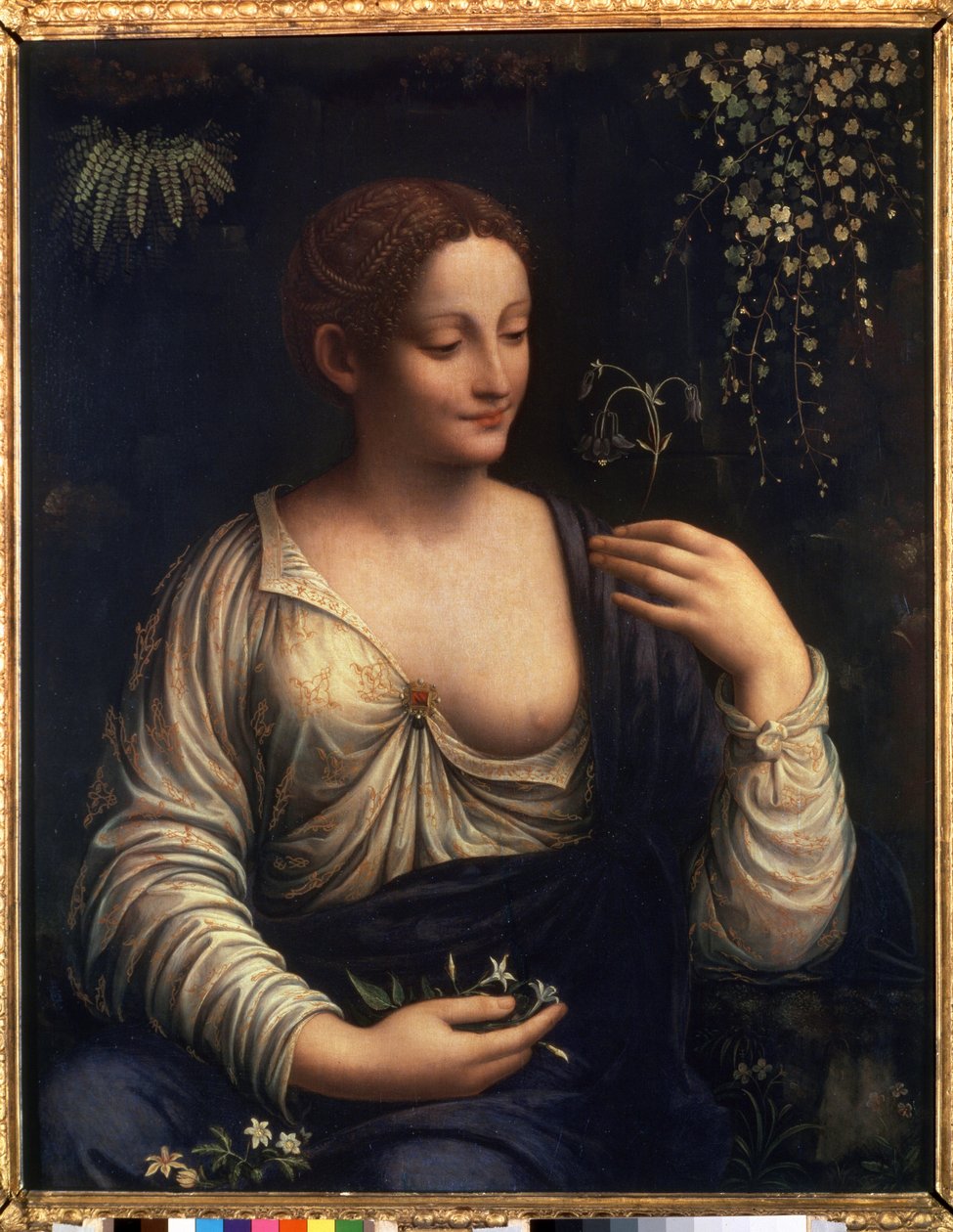 ""Flore"" (Flora) Pintura de Francesco Melzi (1493-cerca de 1570) 1510-1515 Dim. 76x63 cm Museu Hermitage de São Petersburgo de Francesco Melzi or Melzo