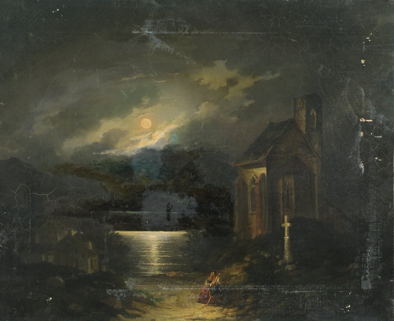 Paisagem lunar com lago de Francesco Milani