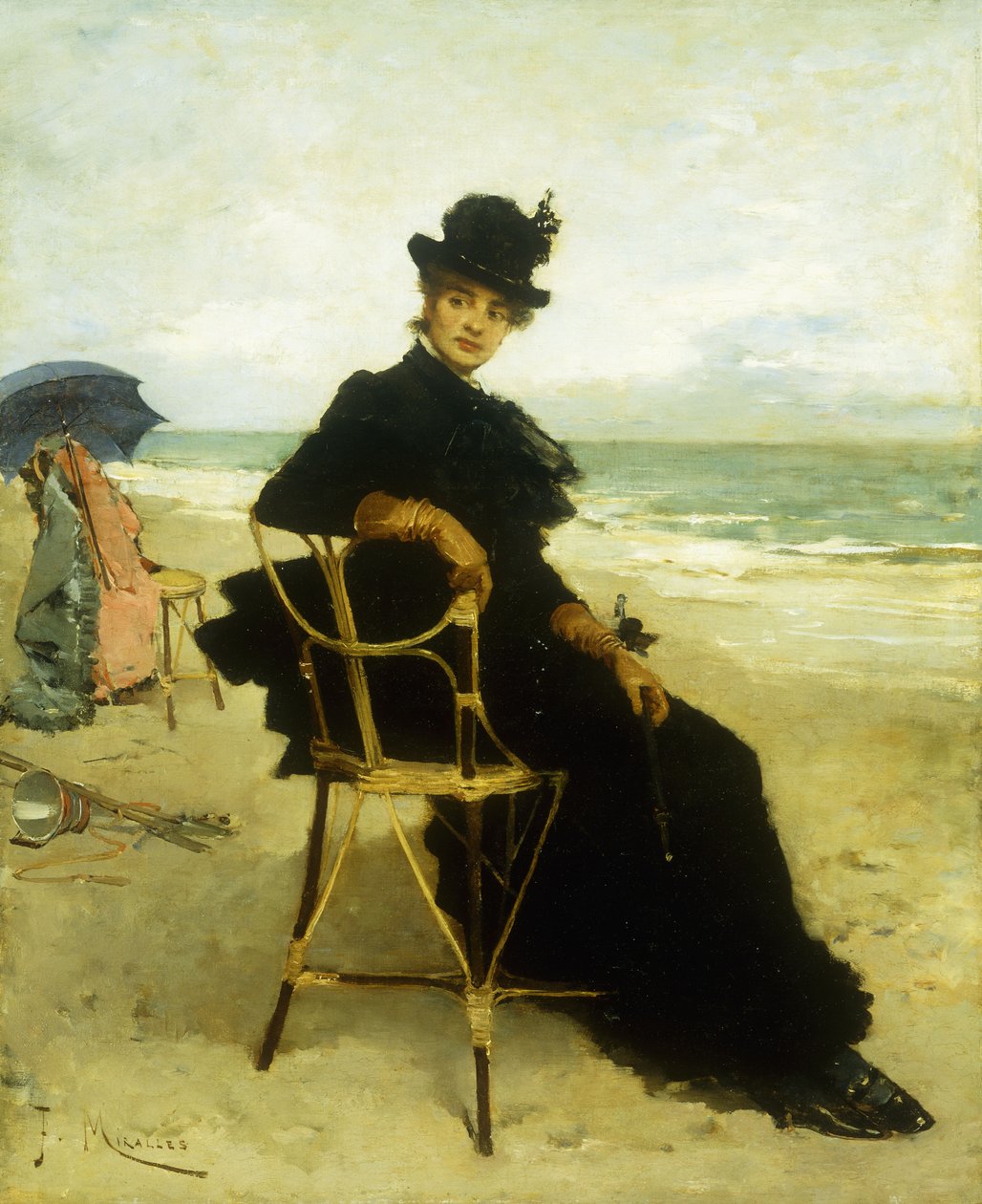 Uma senhora sentada em uma varanda, de Francesco Miralles Galaup