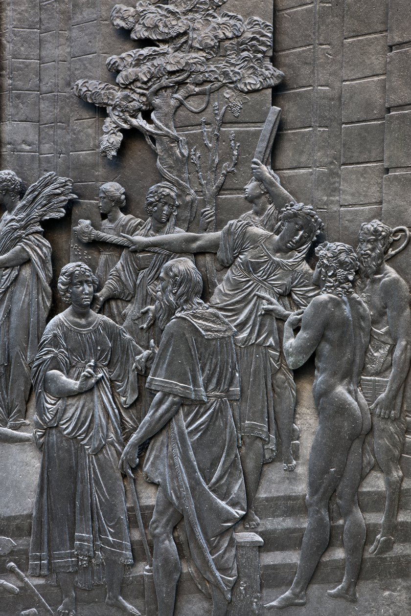 Base representando Alessandro Farnese recebendo os embaixadores da Rainha Elisabeth da Inglaterra, detalhe da Estátua de Alessandro Farnese de Francesco Mochi