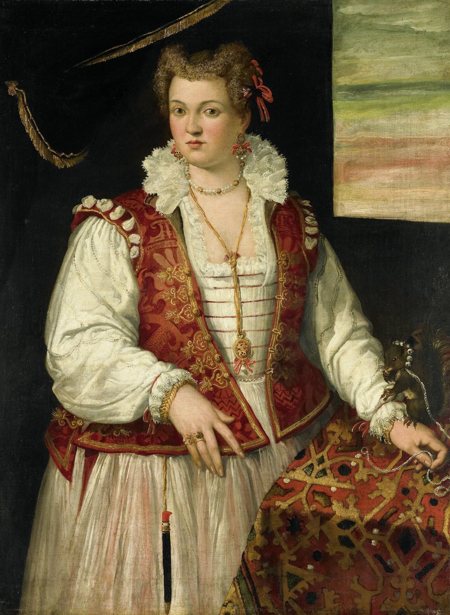 Retrato de uma mulher com um esquilo de Francesco Montemezzano (attributed to)