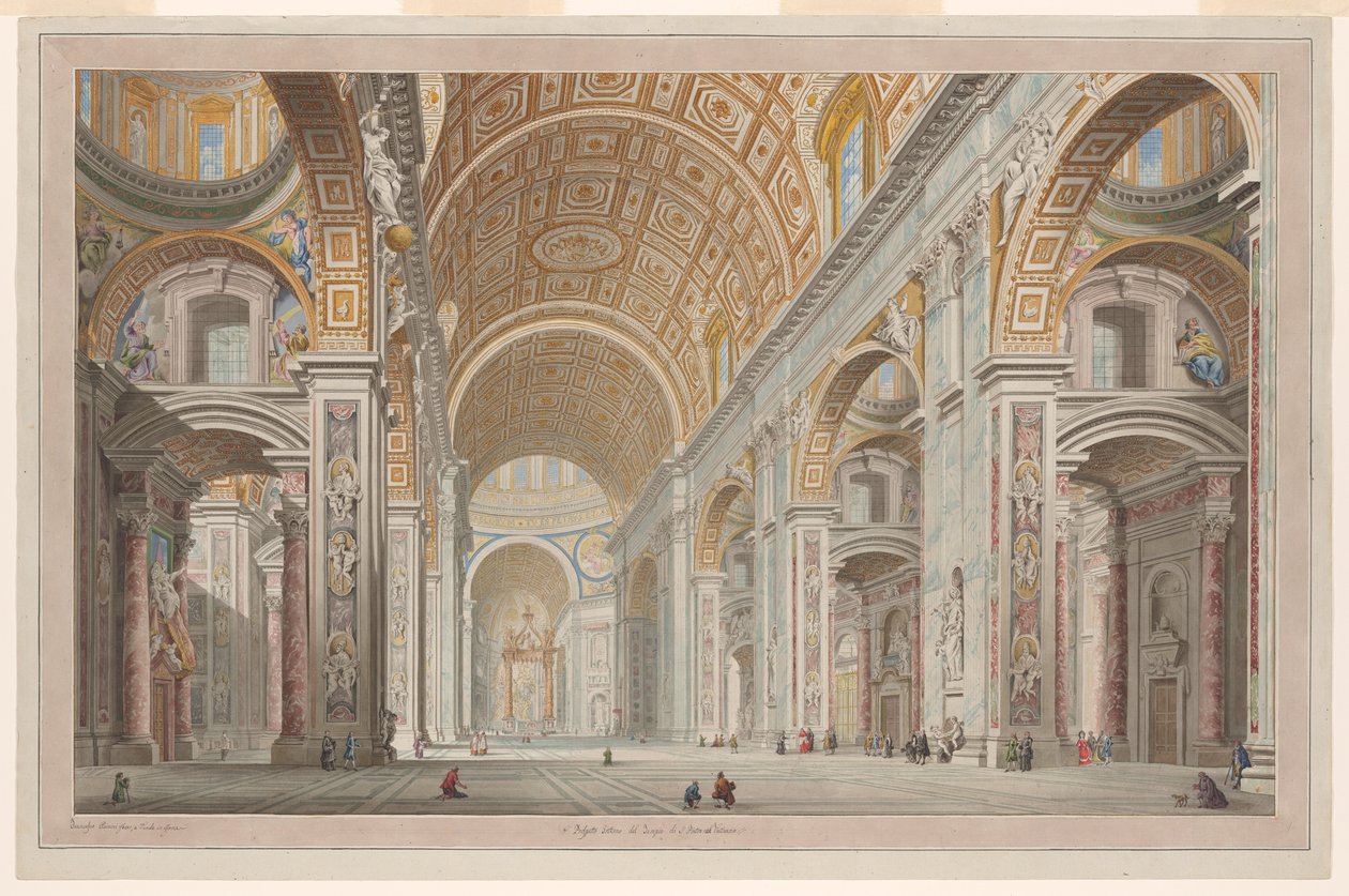 Vista interior da Igreja de São Pedro no Vaticano de Francesco Panini