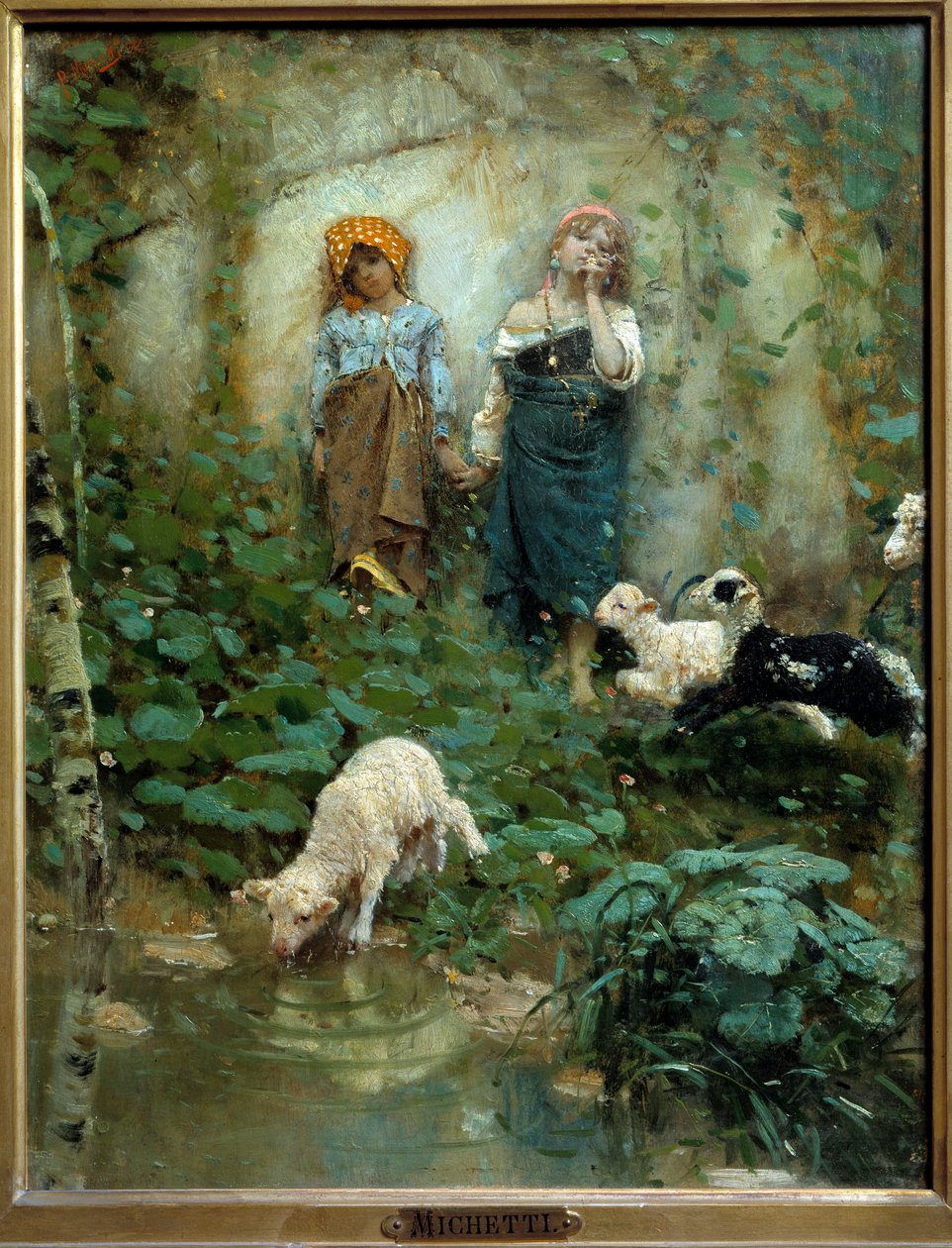 Dois Pastorinhos Pintura de Francesco Paolo Michelli (1851-1929) Florença do século XIX, Museu de Arte Moderna de Francesco Paolo Michelli
