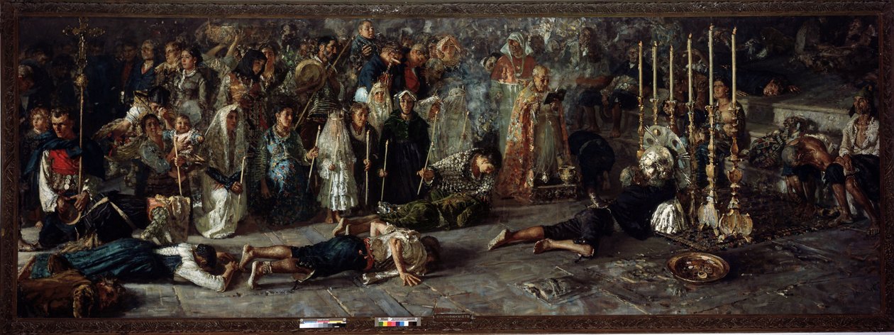Il voto (Festa em homenagem a St Pantaleon 27 de julho em Miglianico em Abruzzo, Itália) - óleo sobre tela de Francesco Paolo Michetti