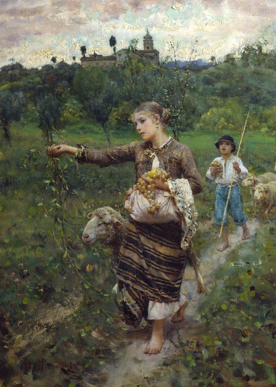 A Pastora (óleo sobre tela) de Francesco Paolo Michetti