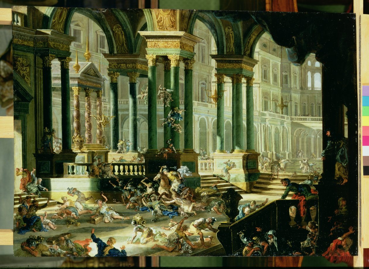 Expulsão de Heliodoro do Templo de Salomão (óleo sobre cobre) de Francesco Peresi