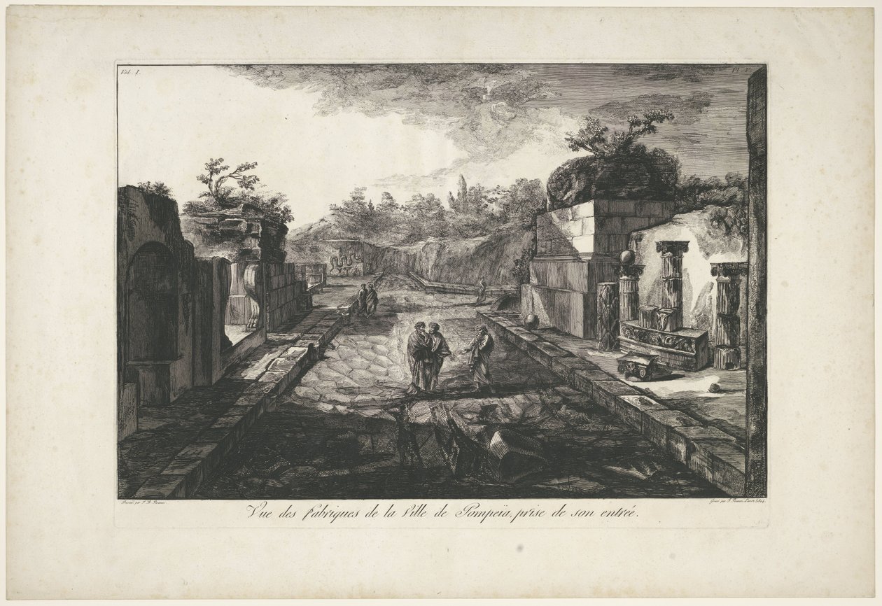 Gezicht op ruïnes te Pompeï
Vista das fábricas da Cidade de Pompeia, tirada da sua entrada (título sobre o objecto) de Francesco Piranesi