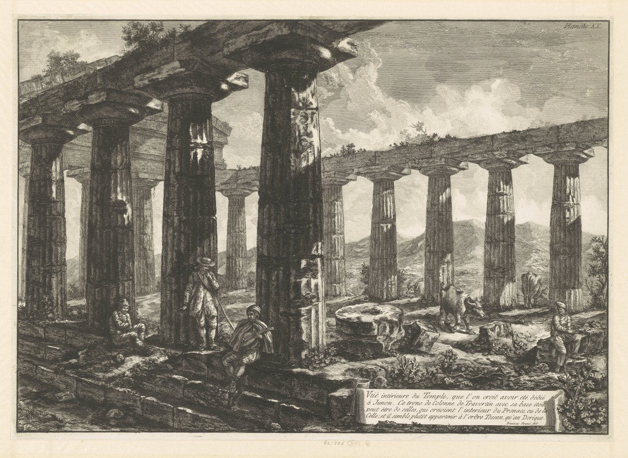 Templo de Juno em Paestum Vue intérieure du Temple, que l