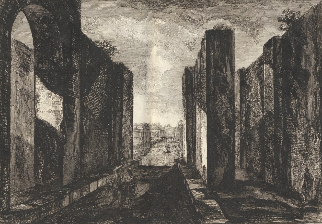 Vista do interior da cidade de Pompéia, de Antiquités de Pompeïa, tome premier, Ant..., 1804. de Francesco Piranesi