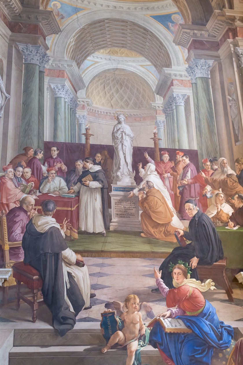 Discussão sobre a Imaculada Concepção (fresco) (detalhe de 3362150) de Francesco Podesti