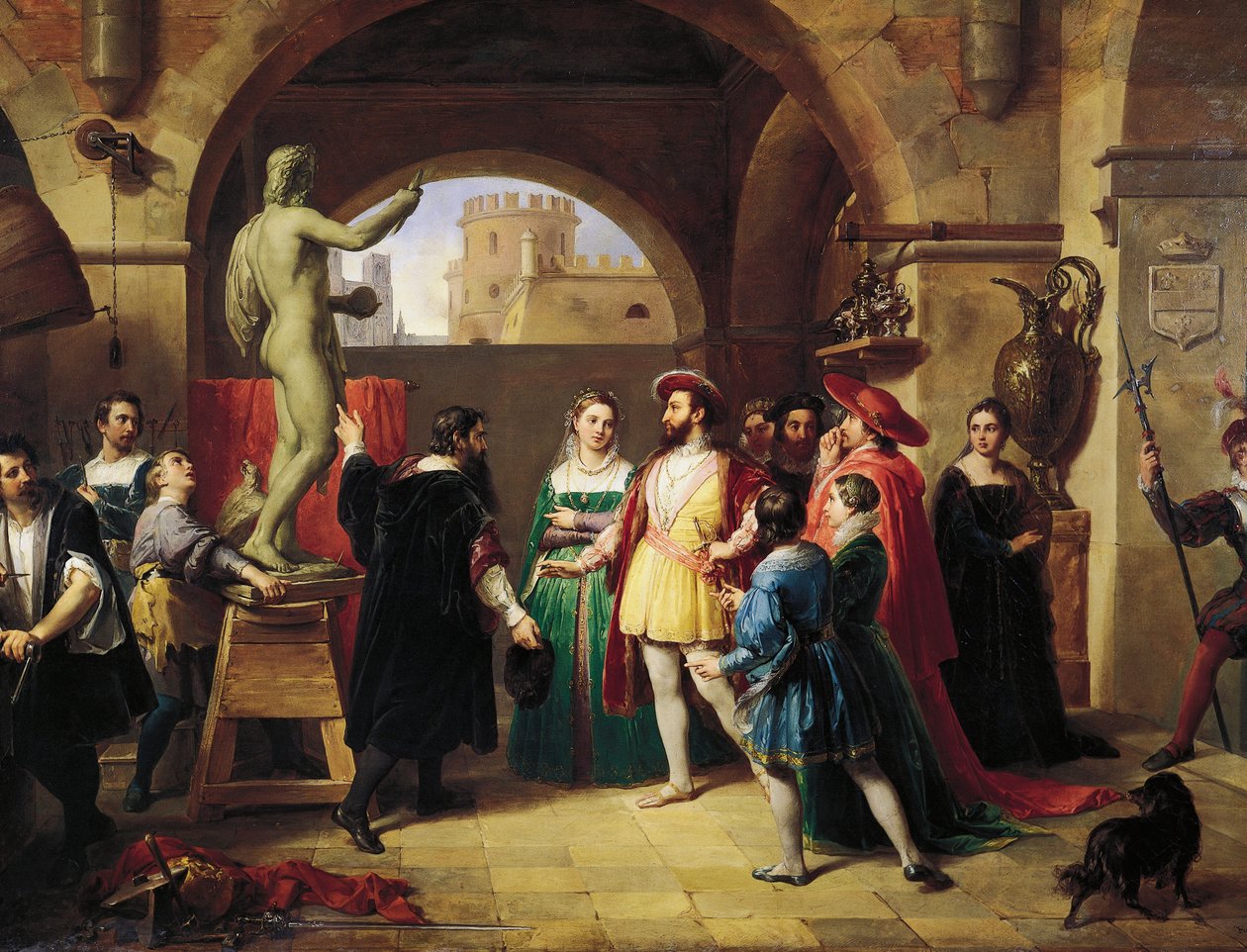 Francesco I (rei da França) no estúdio da Benvenuto Cellini de Francesco Podesti