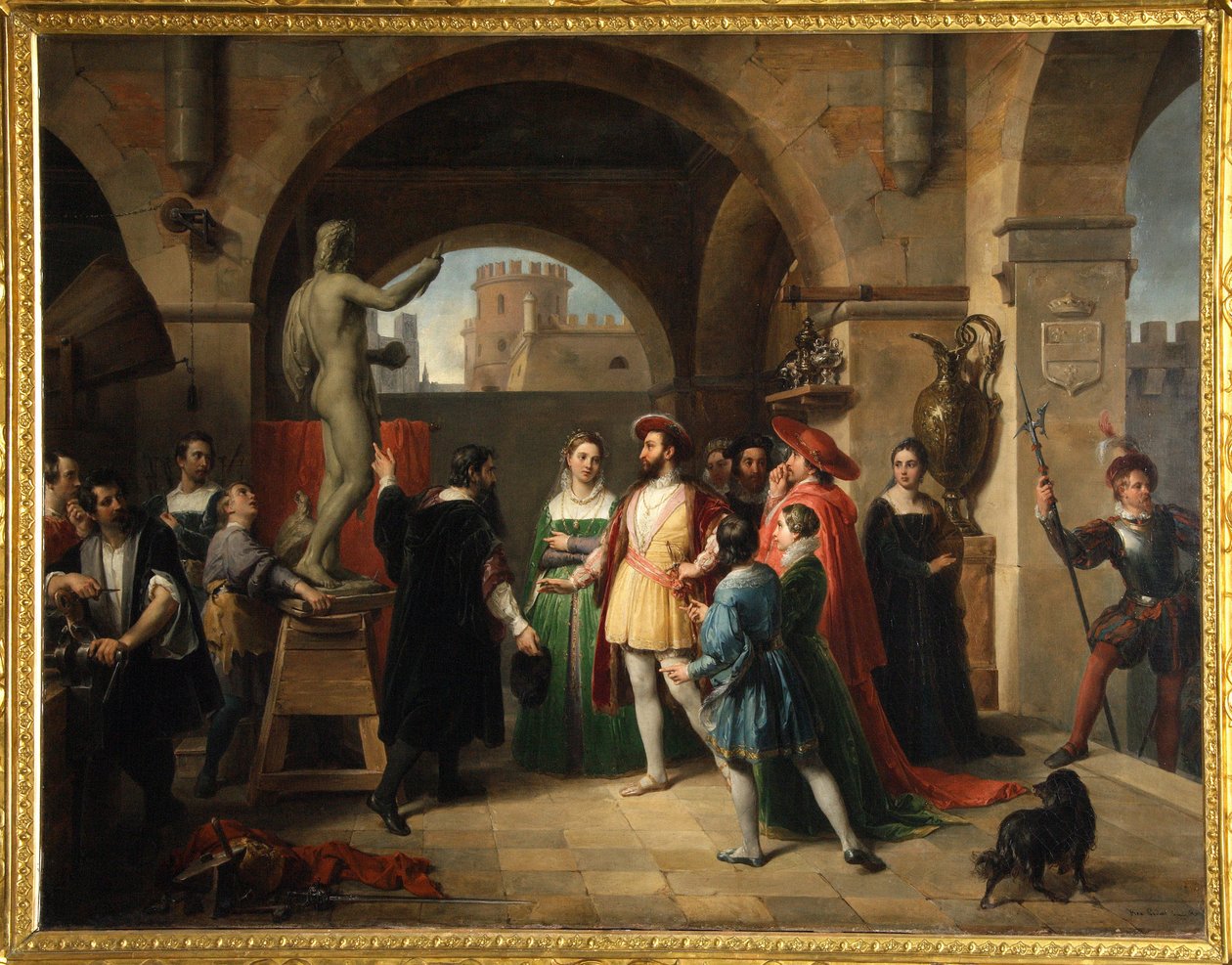 Francisco I no Estúdio de Benvenuto Cellini de Francesco Podesti