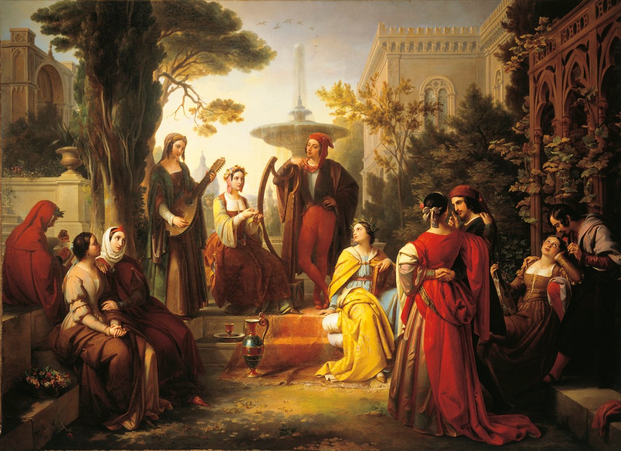 Itália, Treviso, Contadores de Histórias de Decameron de Francesco Podesti