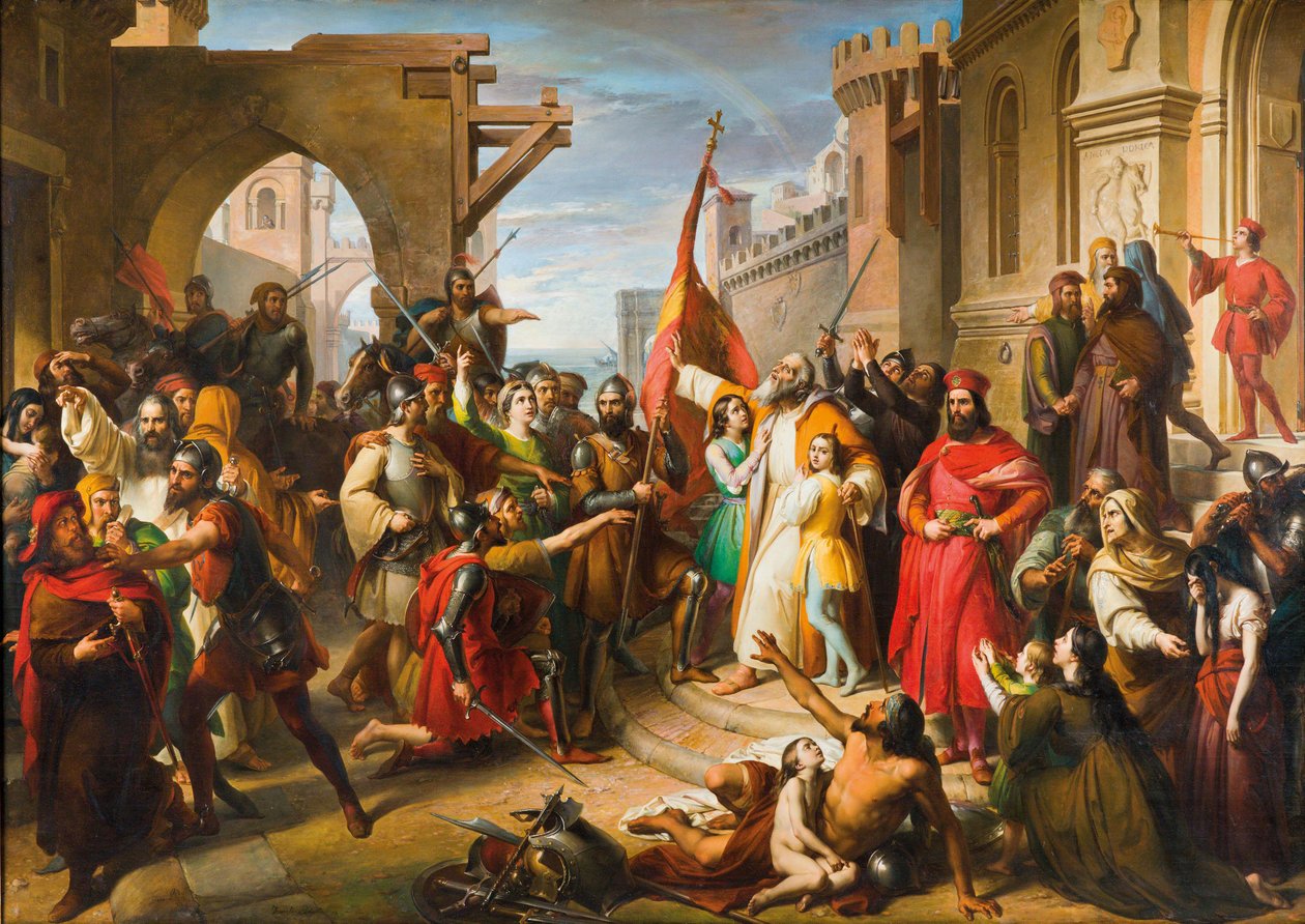O Juramento dos Anconetanos, década de 1850. de Francesco Podesti