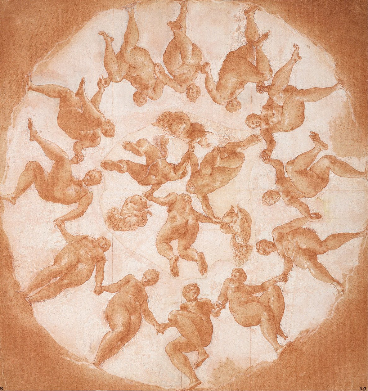 Dança das horas e três putti com cornucópias de Francesco Primaticcio