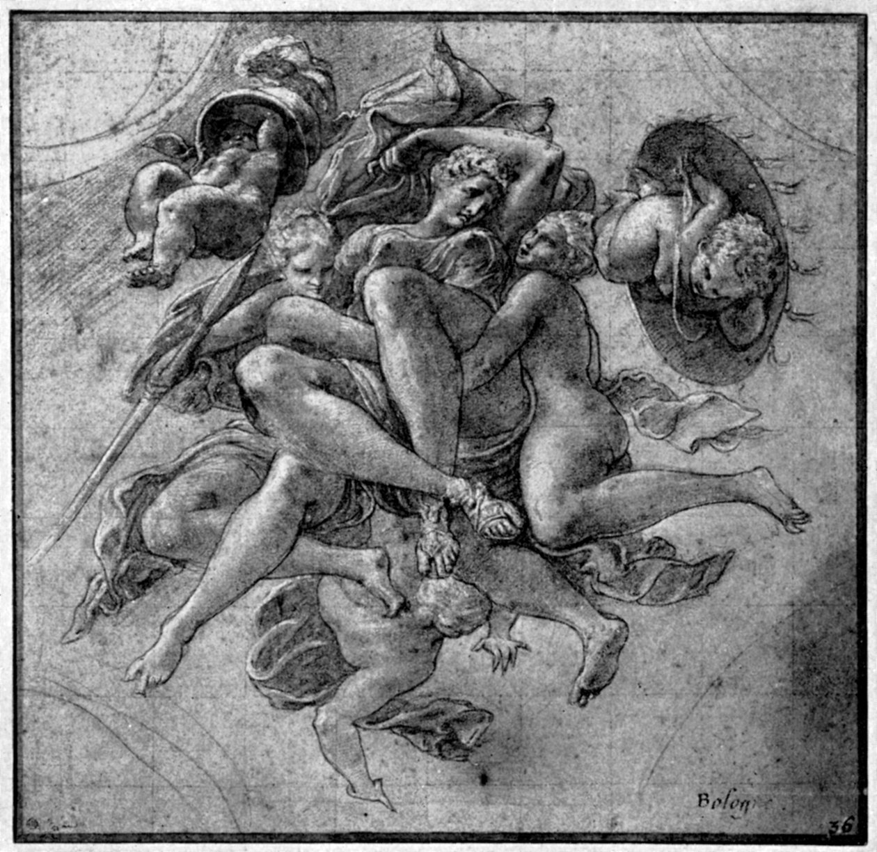 Projeto para a Galeria Ulysses, Fontainebleau, c1540s, 1926 de Francesco Primaticcio