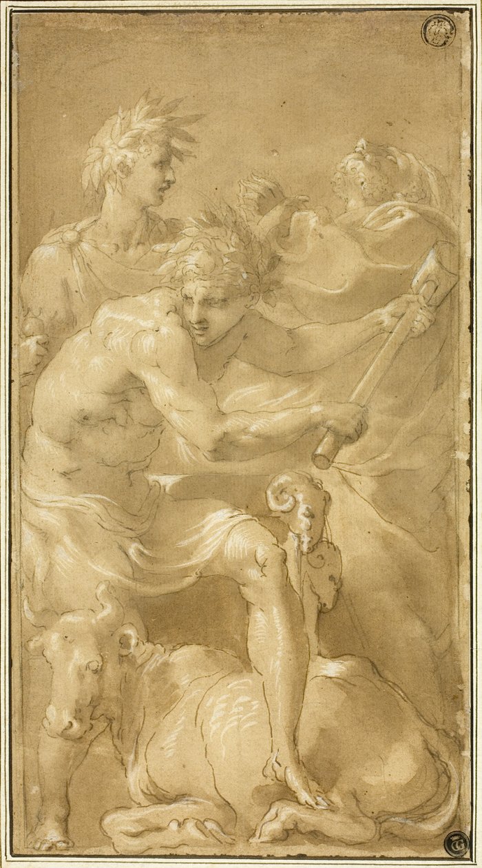 Sacrifício de um touro de Francesco Primaticcio