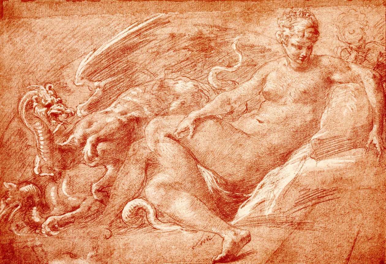 Estude para Ceres no vagão de dragão de Francesco Primaticcio