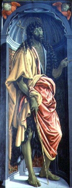 São João Batista, painel lateral do Tabernáculo dos Sacramentos, c.1484-6 (tempera no painel) (detalhe de 94757) de Francesco and Raffaello Botticini