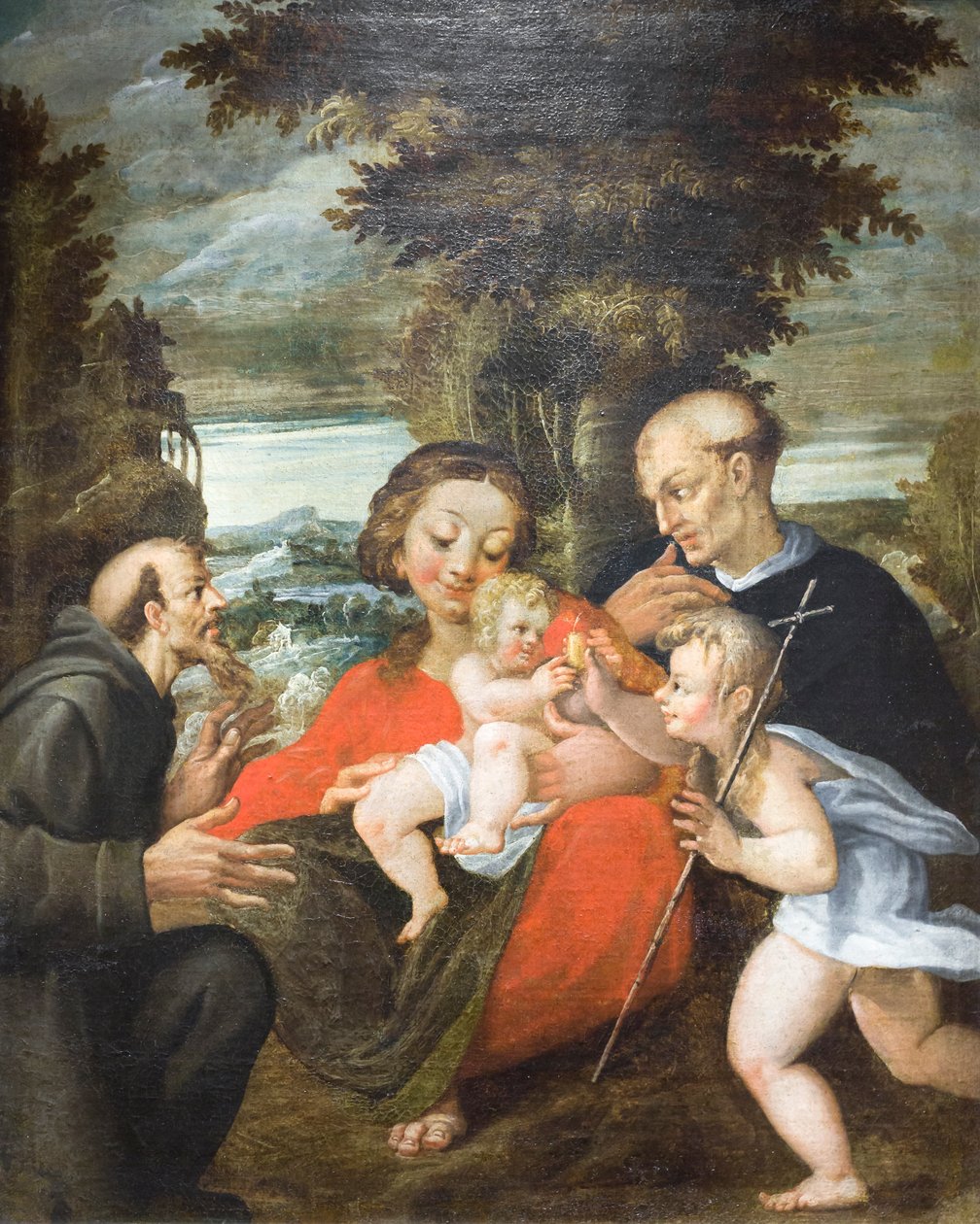 Nossa Senhora com o Menino, São João, São Francisco e um santo beneditino (óleo sobre tela) de Francesco Rondani