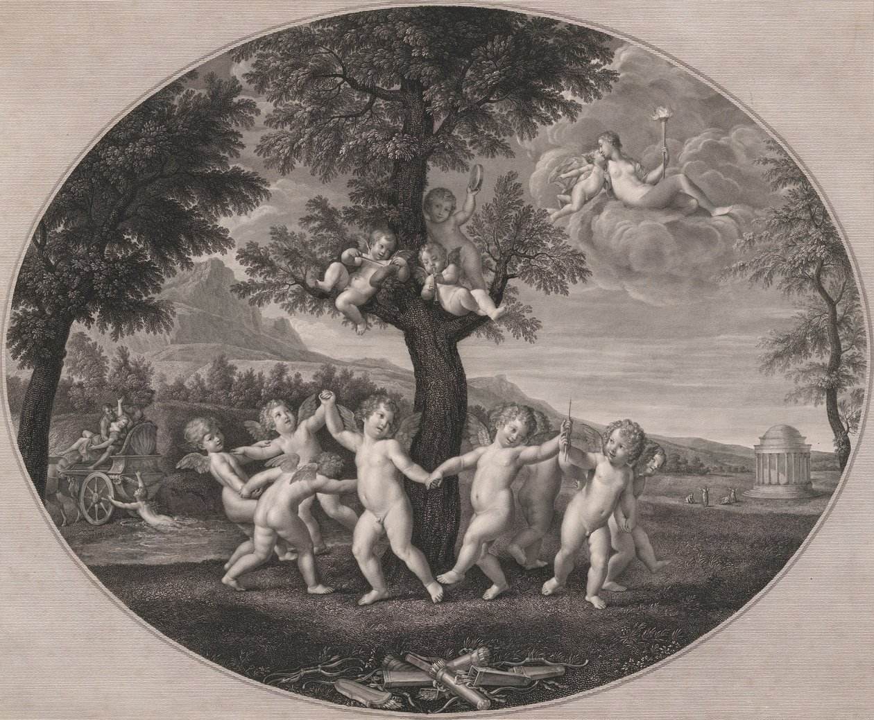 Cupidos celebram o estupro de Proserpina, 1805-12. de Francesco Rosaspina