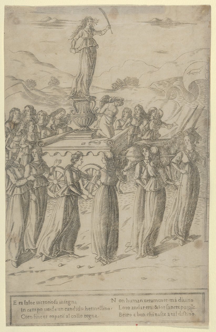 O Triunfo da Castidade, c. 1480-90. de Francesco Rosselli