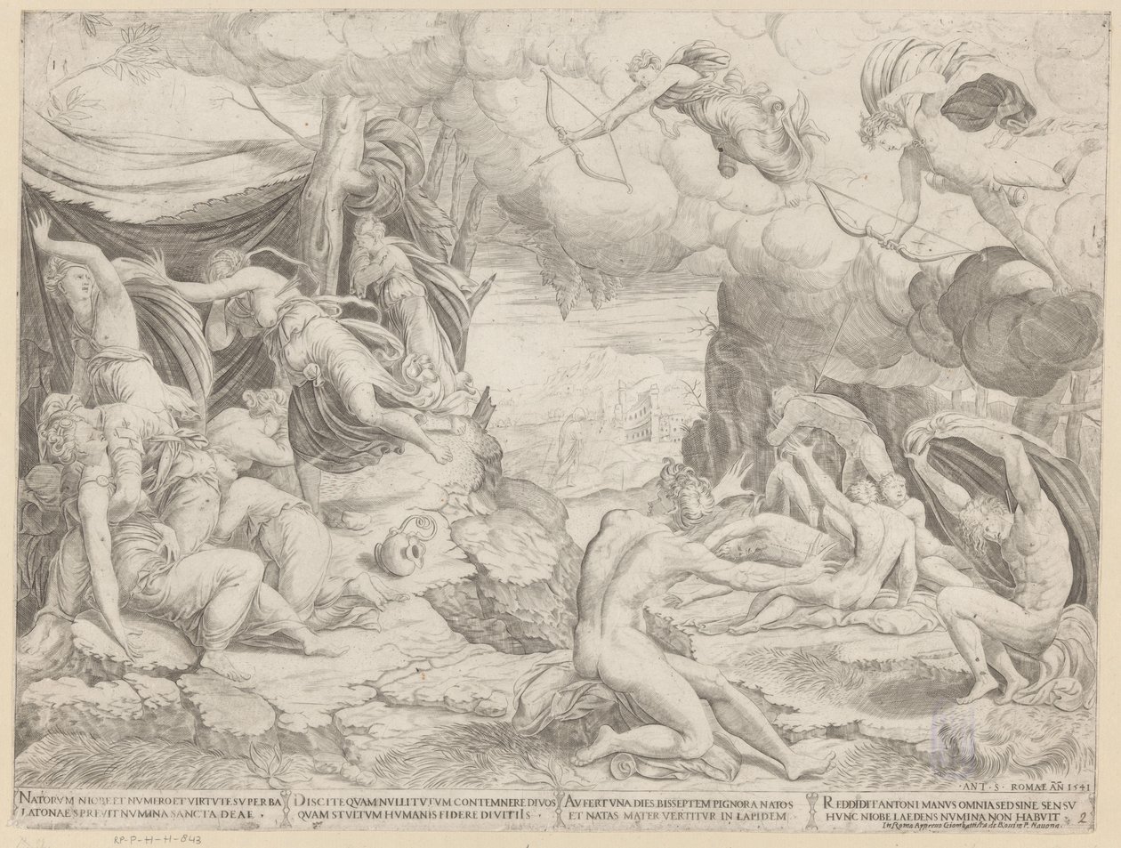 Apollo e Diana matam as crianças de Niobe de Francesco Salviati