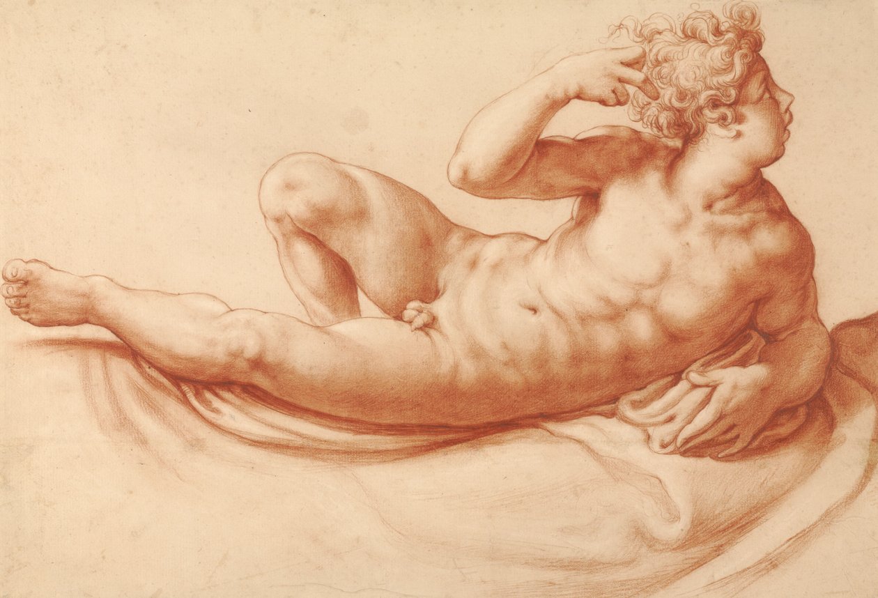 Nu masculino reclinado de Francesco Salviati