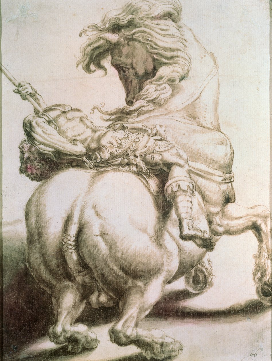 Cavaleiro perfurado por uma lança, século XVI de Francesco de Rossi Salviati Cecchino