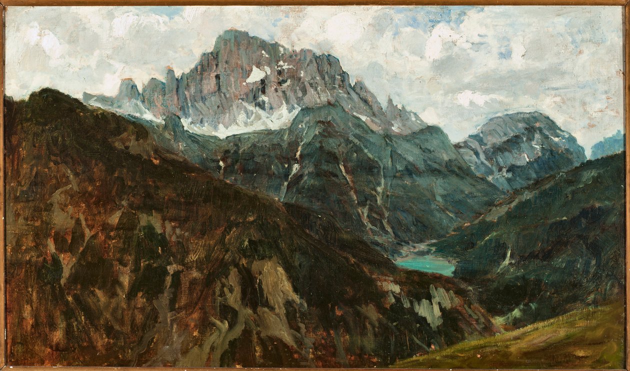 Paisagem de montanha, Monte Civetta, Itália (óleo sobre tela de Francesco Sartorelli