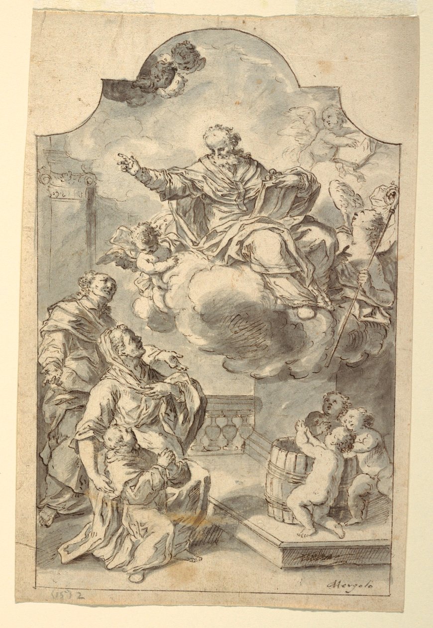 Desenho, Imagem votiva de um menino oferecido pelos pais a São Nicolau de Bari, finais do século XVIII de Francesco Saverio Mergolo
