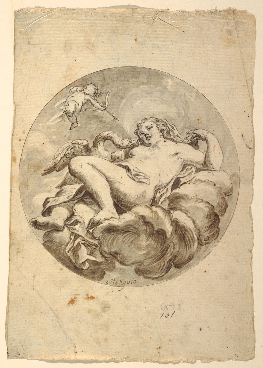Projeto para um afresco no teto: Leda e o cisne de Francesco Saverio Mergolo